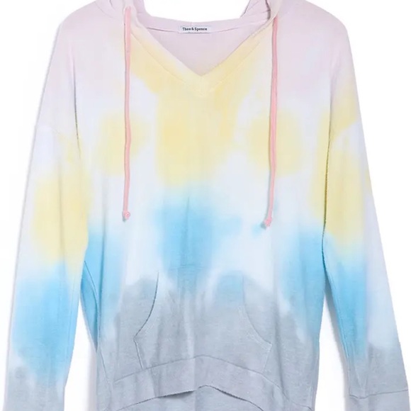 Theo & Spence Tie-Dye V-Neck Drawstring Hoodie - Picture 2 of 10